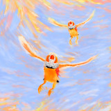 Finches Flying in Morning Light no.5