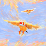 Finches Flying in Morning Light no.6